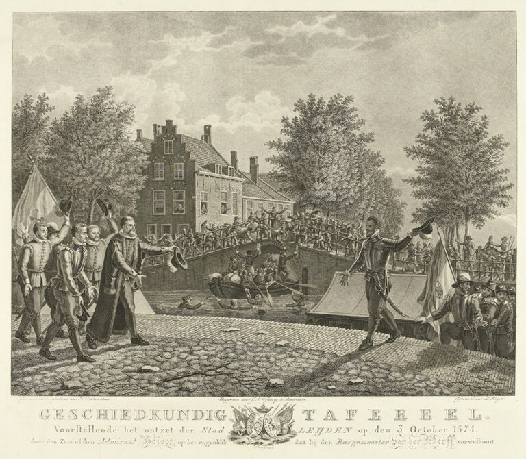 Boisot welcomes Mayor Van der Werff during the Relief of Leiden.