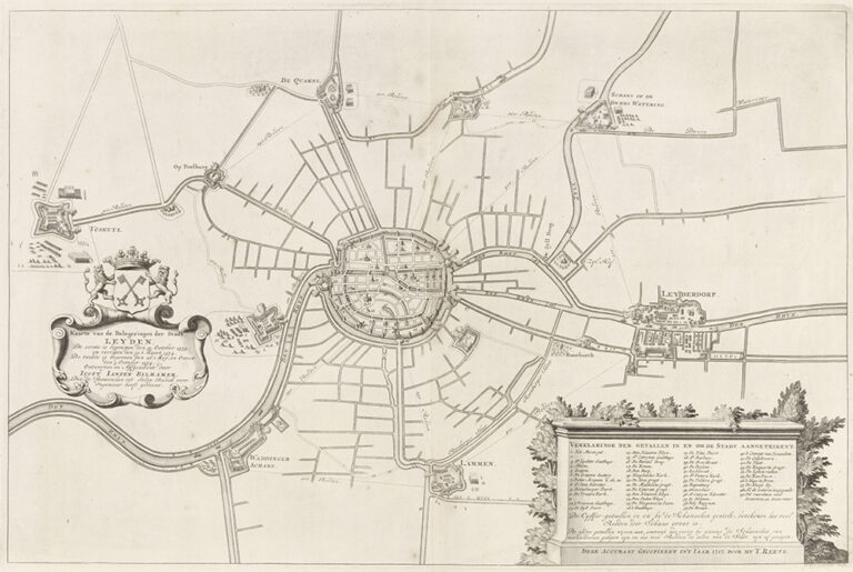 Een kaart van het Beleg van Leiden, 1573 - 1574.