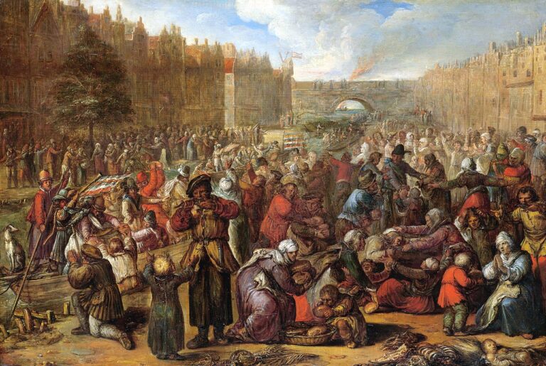 The starving population after the lifing of the Siege of Leiden
