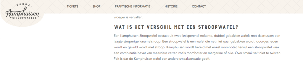 Schermafdruk stroopwafelfabriek.nl.