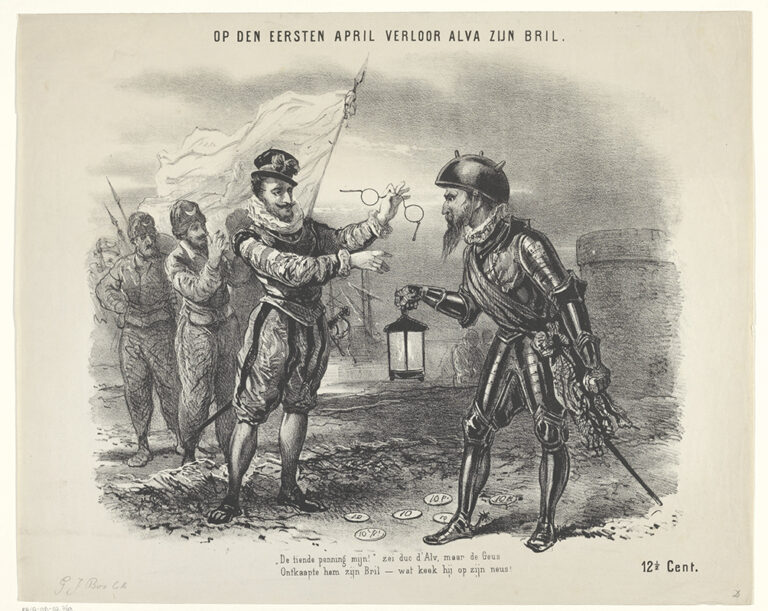 Des spotprent over de val van Den Briel/Brielle.